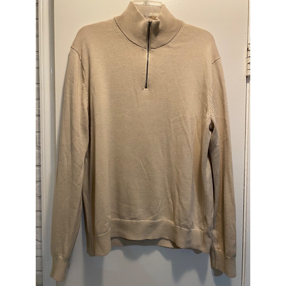 Banana Republic quarter Zip Sweater Men's beige Large preppy trendy